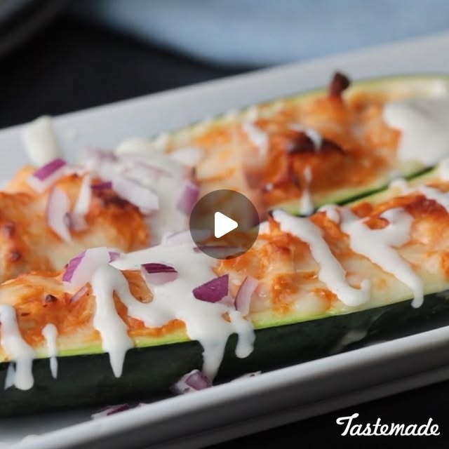Buffalo Chicken Zucchini Boats