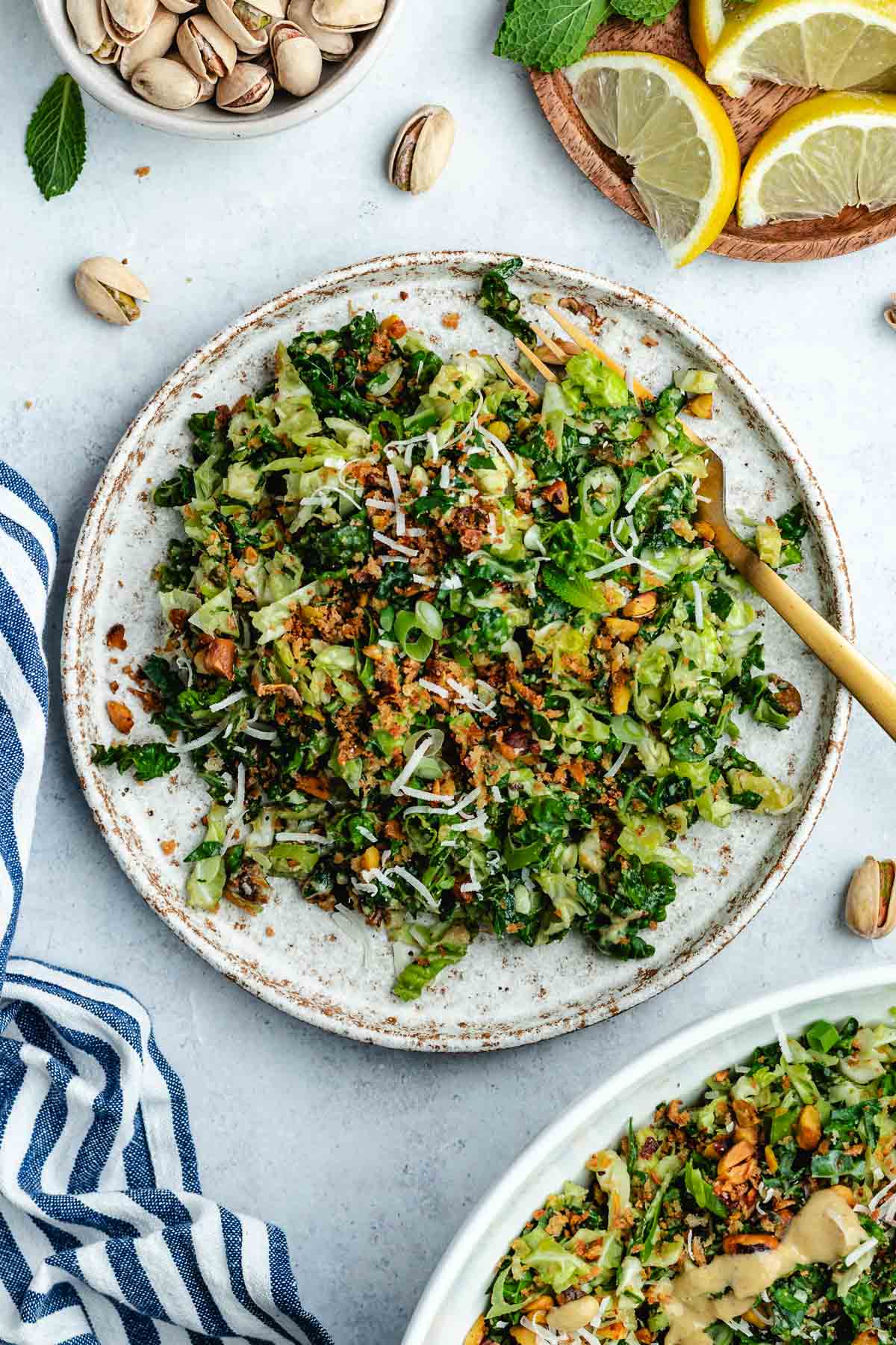 Crunchy Kale Salad with Creamy Lemon Pistachio Dressing