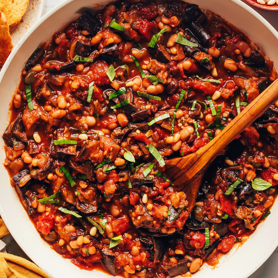 White Bean Eggplant Caponata (1 Pan!)